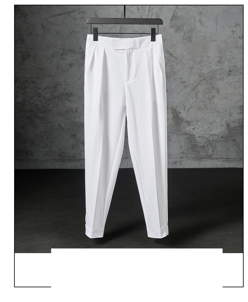 Pantalones tobilleros ajustados con cierre de velcro para hombre: pantalones de vestir ligeros de verano con tejido transpirable, antiarrugas y cómodos para uso informal y de oficina._voghion.com