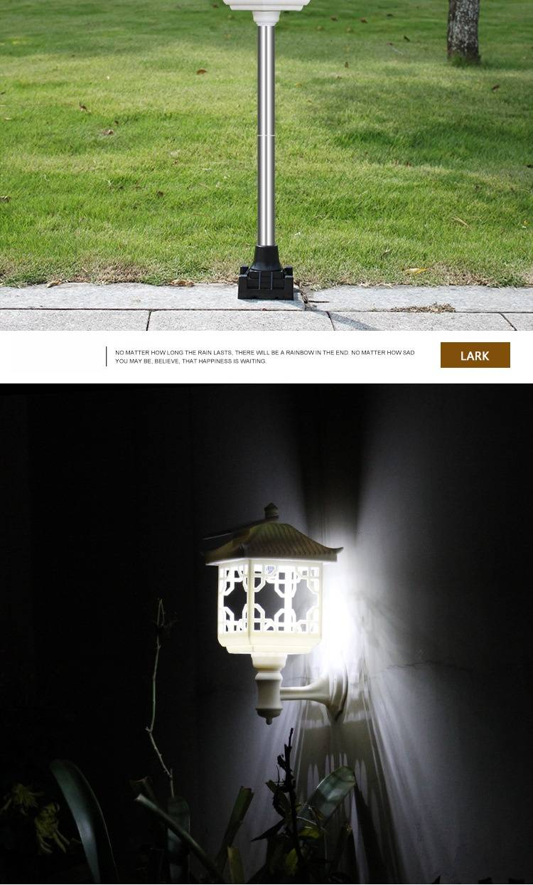Luci da giardino a LED solari, lampada da parete impermeabile per esterni, cortile, patio, vialetto - Accensione/spegnimento automatico, risparmio energetico, design resistente in bianco e nero_voghion.com