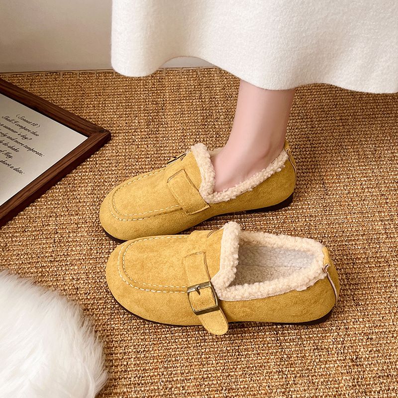 Neuer Herbst- und Winterstil 2025.1: Ein Paar Lammfell-Baumwollschuhe für Damen_voghion.com