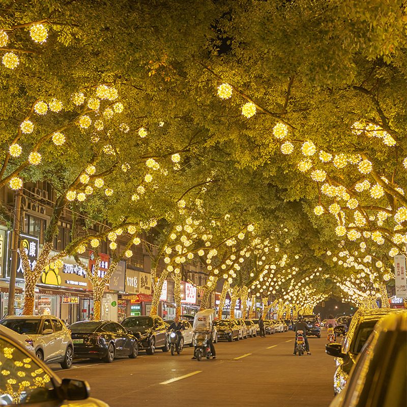 Luces esféricas colgantes impermeables para decoración navideña exterior: luces LED blancas cálidas para árboles, jardines e iluminación festiva._voghion.com