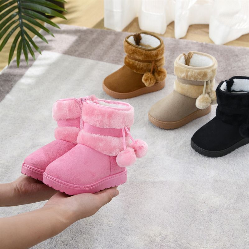 Kinderschuhe 2025 Pelzball-Schneestiefel, verdickte Kinderstiefel, warme Baumwollschuhe._voghion.com