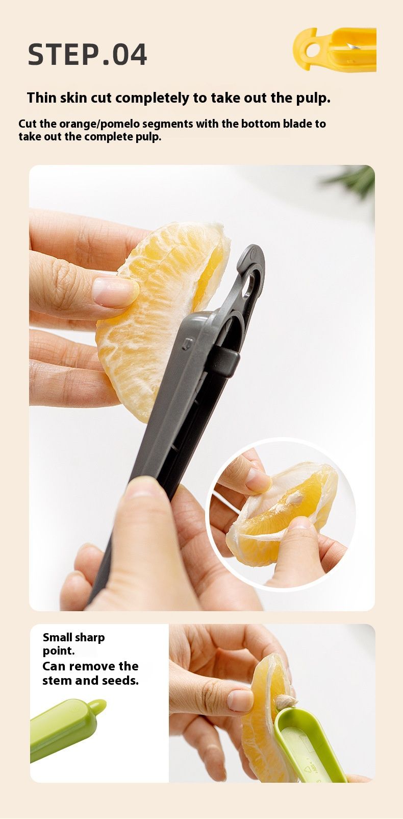 Stainless Steel Multi-Purpose Peeler – Professional Fruit & Vegetable Peeler For Oranges, Citrus, Kiwi – Ergonomic & Food-Grade Safe (Green/Yellow)_voghion.com