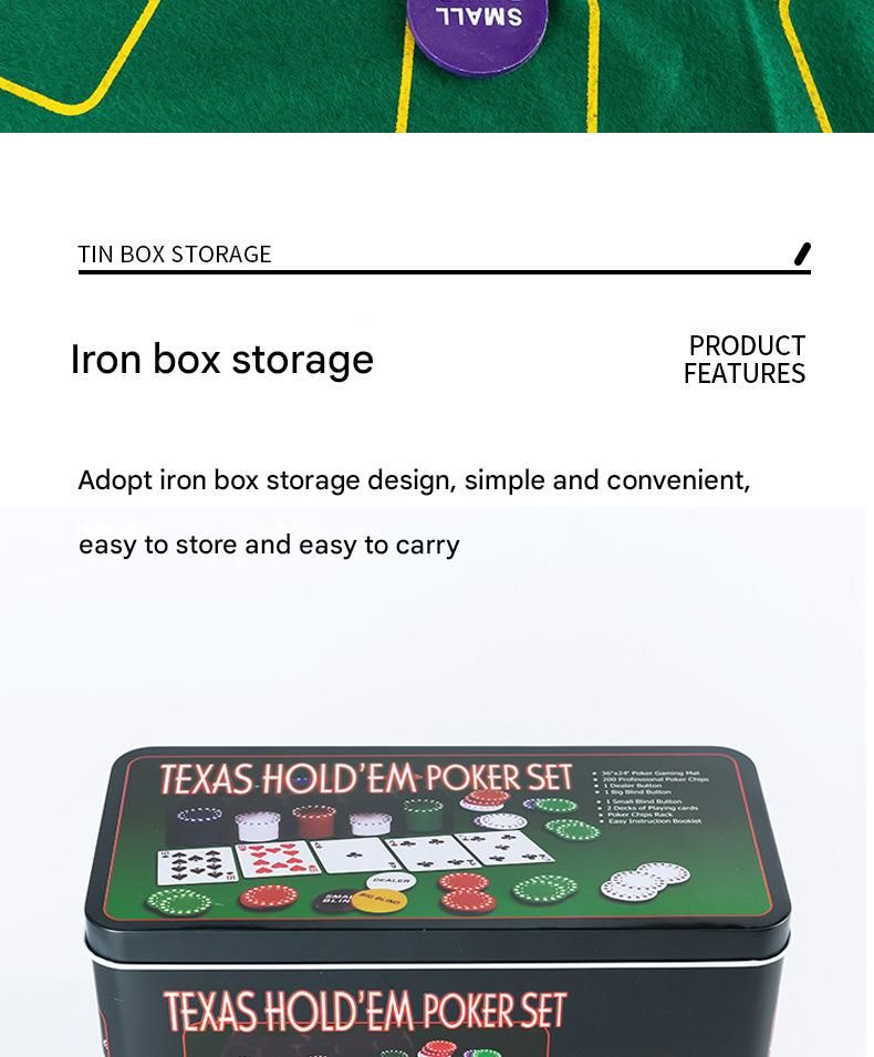 Texas Hold'em Poker Baccarat Blackjack Set 200 Numbered Chips With Tablecloth Banker Code In Iron Box Wholesale_voghion.com