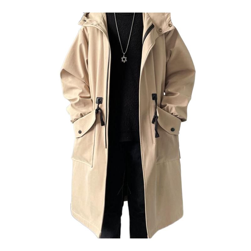 Shanli Dadi Spring And Autumn Youth Trench Coat Men's Ins Mid-Length Casual Hooded Jacket Korean Version Trendy_voghion.com