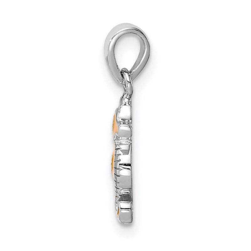 Sterling Silver RH-plated Multi-color Enamel Seahorse Children's Pendant_voghion.com