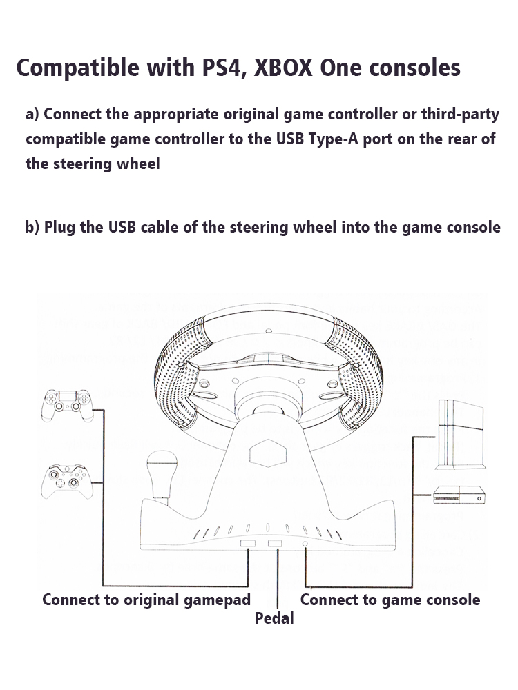 DATA FROG Lenkvibrationscontroller Sim-Rennrad mit Pedalen für PC-Spielekonsole Universal-Gamepad_voghion.com