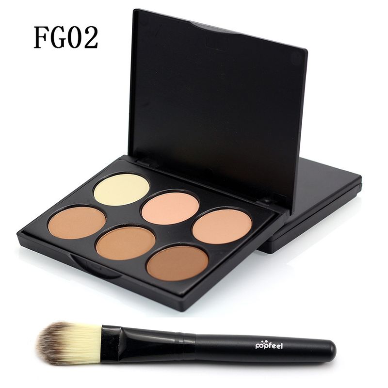 Makeup Sets New Set 6 Color Powder Makeup Concealer Delicate With Foundation Brush Makeup_voghion.com