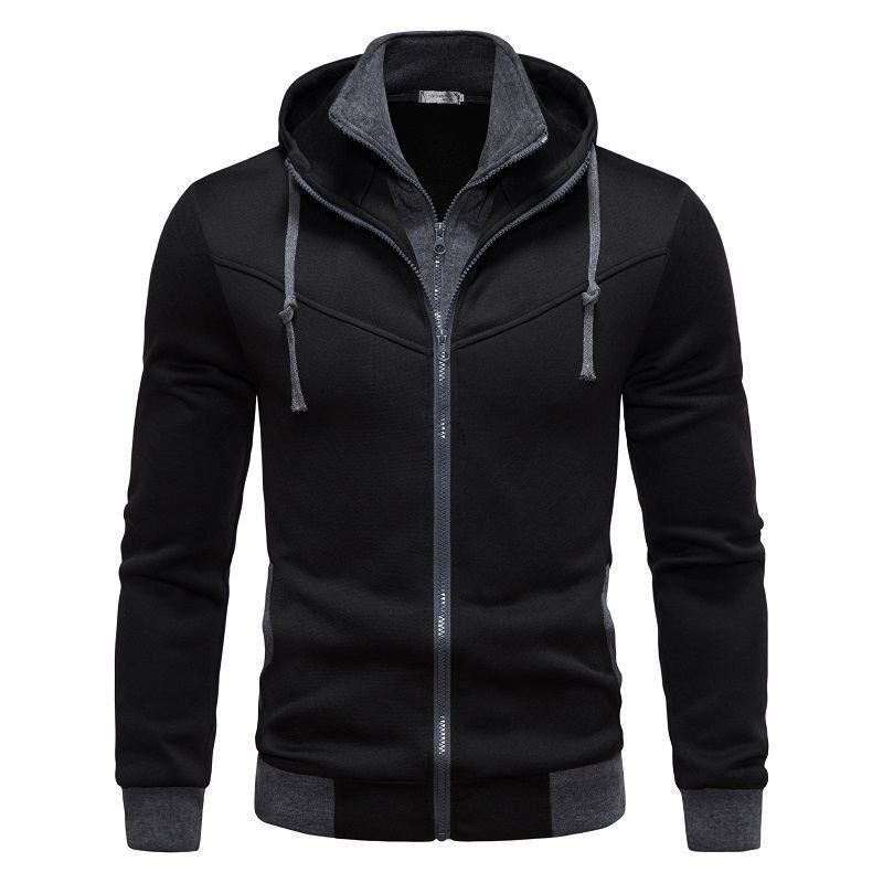 Fashion Casual F Ake Zweiteiliger Slim Fit Color-Block Kapuzen-Cardigan-Sweatshirt Neuer Herrenstil_voghion.com