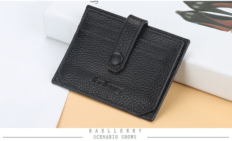 Bolsa de coleta Baellerry com fivela, porta-cartão de carteira de motorista, padrão lichia, compartimento para vários cartões, capa de coleta de couro de primeira camada_voghion.com