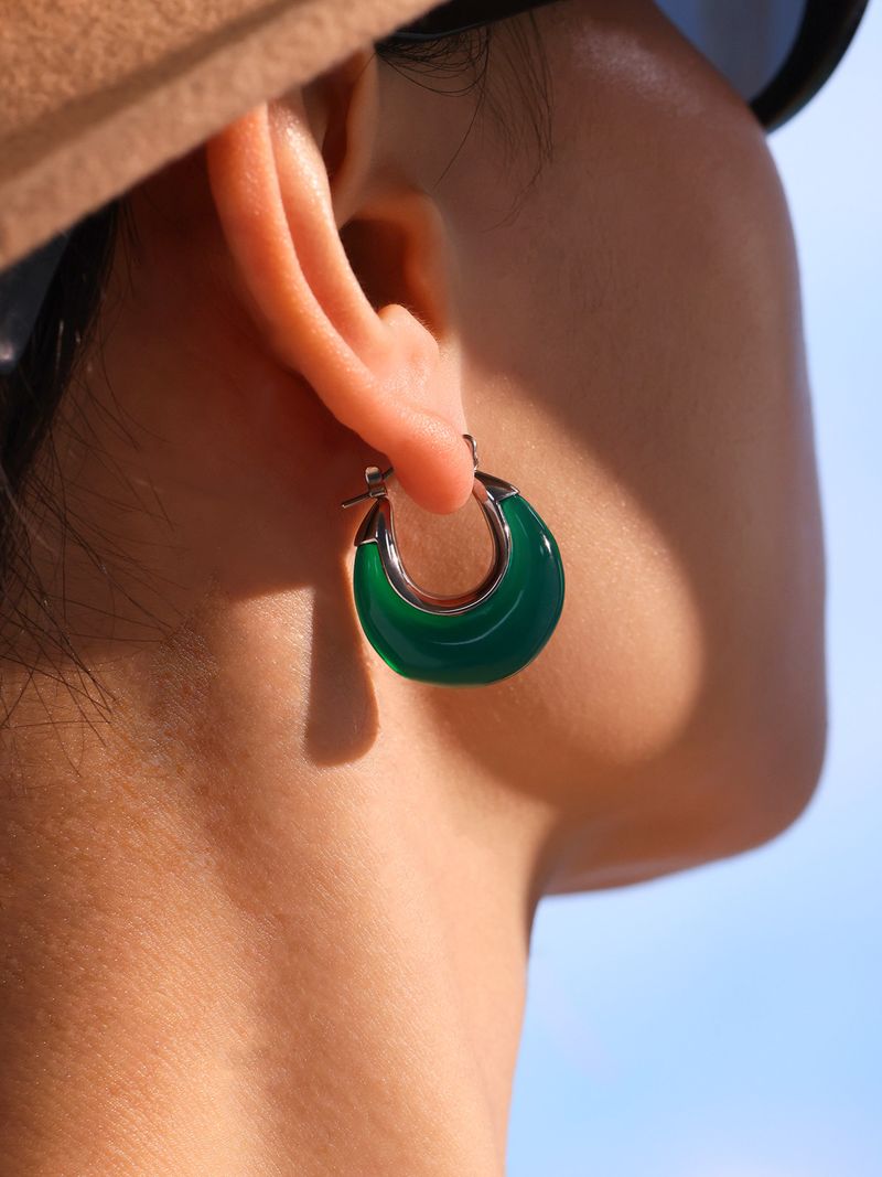 Damenschmuck U-förmige Mondohrringe mit Harz und Edelstahl, modisches geometrisches Design für den Alltag und das Büro_voghion.com