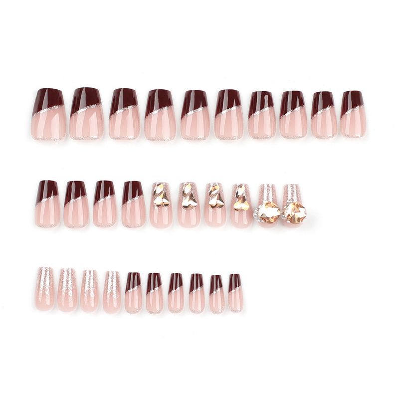 Pannello per unghie in polvere scintillante esplosiva con diamante champagne, stile di lusso rosso francese di design avanzato che indossa un'armatura_voghion.com