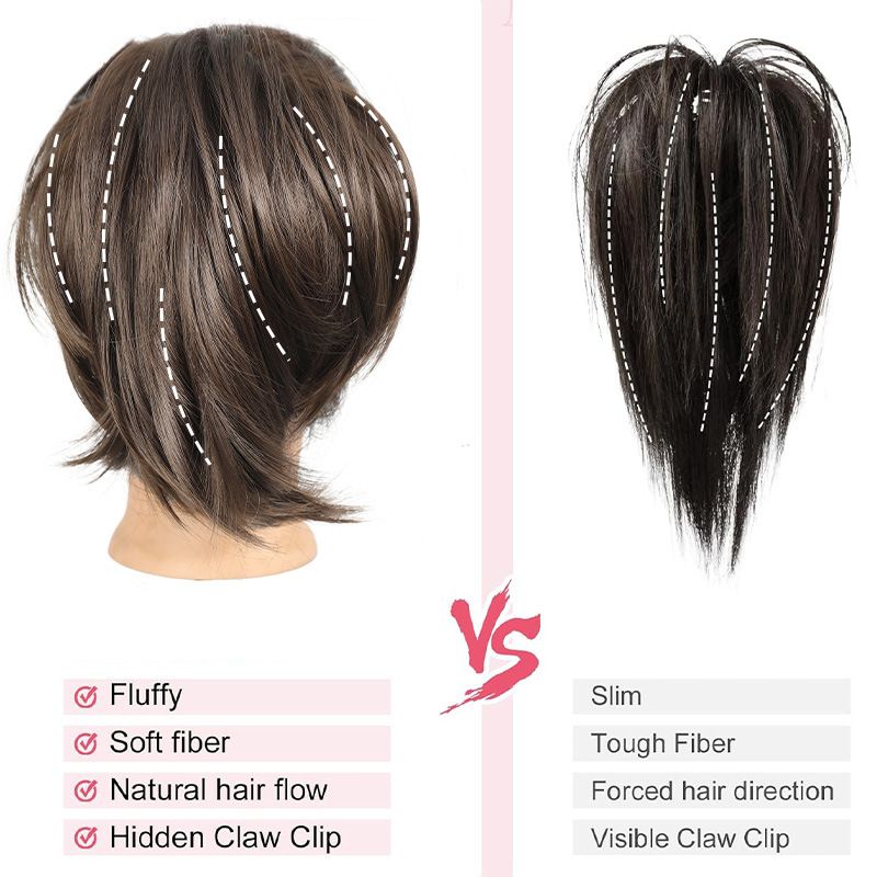 Ponytail extensions, claw clip straight bun Messy bun 25cm105g with flexible wire hair piece_voghion.com