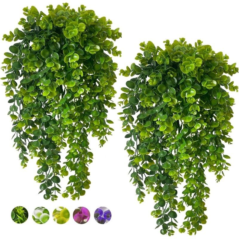 Arredamento per la casa, pianta artificiale in rattan di eucalipto con 69 maglie, pianta verde artificiale da appendere alla parete, decorazione per esterni._voghion.com