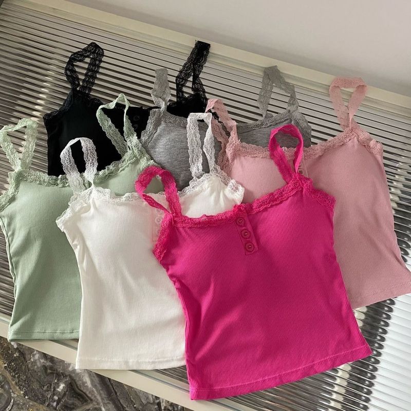 Women's Pure desire style lace suspenders white with chest pad vest for women in autumn outer wear beautiful back slim fit bottoming top_voghion.com