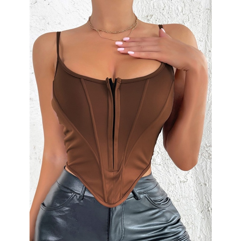 Abbigliamento donna Corsetto a lisca di pesce in vita sottile con bretelle senza schienale a forma di diamante_voghion.com