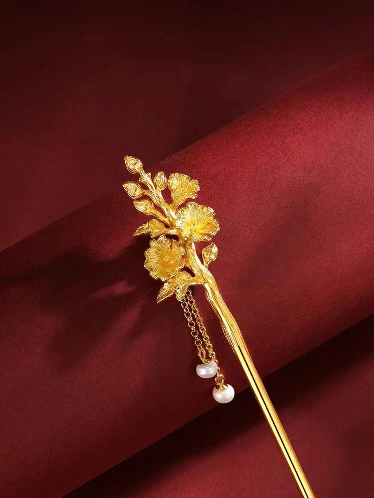 Grampo de cabelo deusa de doze flores, grampo de cabelo estilo antigo da corte de Shajin do Vietnã, cocar Hanfu Cheongsam, acessórios para cabelo, presente para namorada_voghion.com