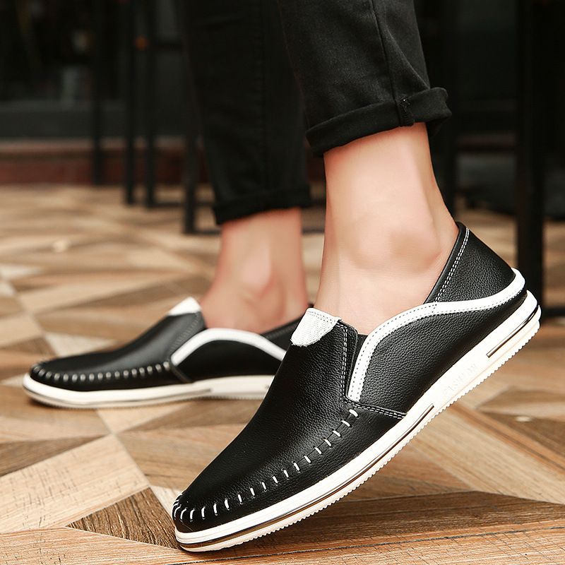 Euro Step Shrimp Skin Echte Loafer Herren, Sommer Atmungsaktive Slip-On-Mokassins Aus Hohlem Leder Für Herren_voghion.com