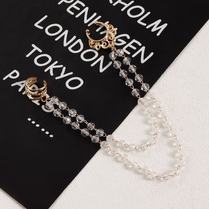 European And American Jewelry, Ethnic Style Piercing Earrings, Women's Double-layer Nose Studs, Stage Non-punching Imitation Crystal Nose Rings_voghion.com