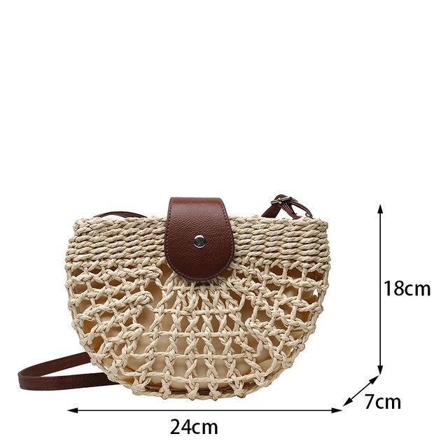 Yogodlns Sommer Stroh Tasche Für Frauen Mode Halbkreis Umhängetaschen Rattan Handgemachte Messenger Handtasche Reise Strand Taschen Tote_voghion.com