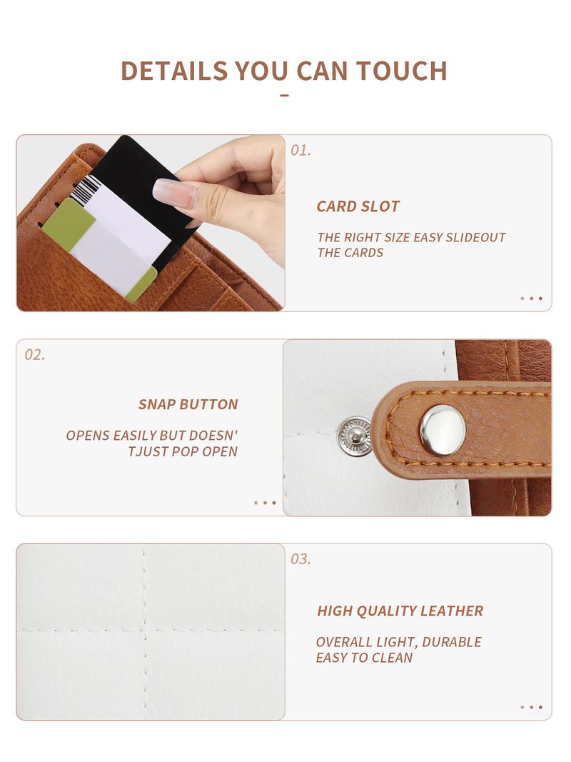 Cartera de mujer, cartera pequeña de cuero para mujer, tarjetero plegable compacto con bloqueo RFID para mujer, cartera de bolsillo para pasaporte con 4 ranuras para identificación_voghion.com