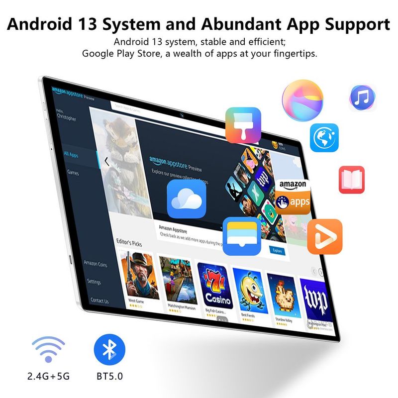 Tablet 10.1 Inch Android Tablets, Android 13 Tablet Quad Core 8GB RAM 256GB ROM, 24MP Camera, 8000mAh Long Battery Life_voghion.com