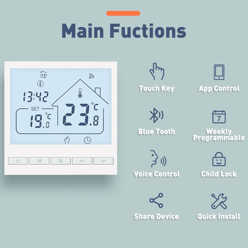 Thermostat intelligent WIFI Tuya pour maison connectée pour chauffage ou échauffement Alexa Google Contrôleur de température Chauffage électrique/gaz_voghion.com