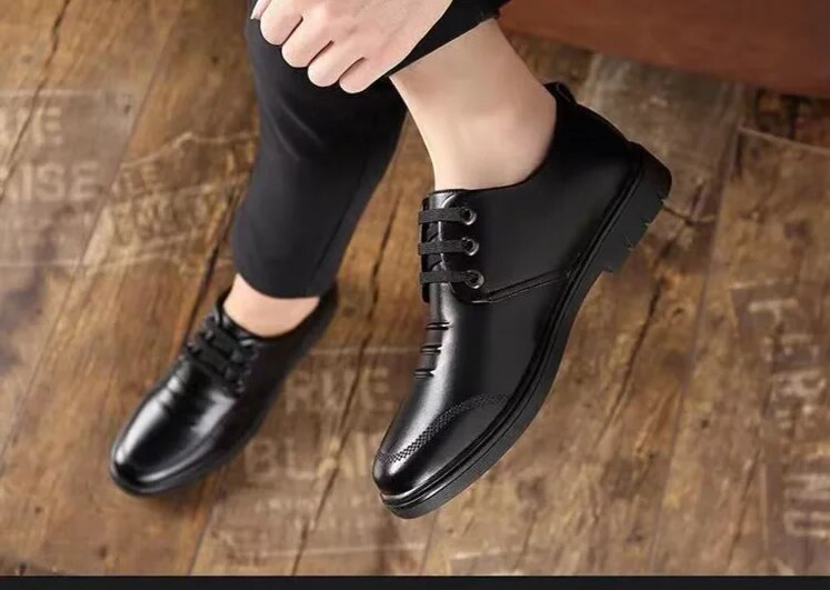 Mocassins Derby en cuir verni pour hommes, chaussures décontractées à bout pointu_voghion.com