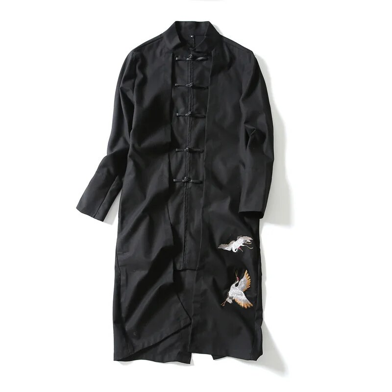 Abbigliamento cinese primavera-autunno, Hanfu in stile antico, giacca a vento di media lunghezza, abito Tang da uomo, mantello, taoista abbottonato_voghion.com