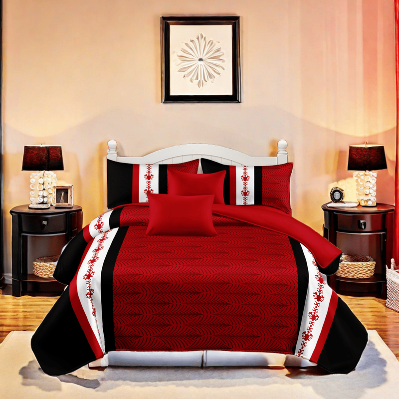 9 Piece Soft All-Season Washed Microfiber Cover Set , Queen/King/Calking Bedding Set With Pillowcases,Bedspread Print Curtains & Solid Curtains,Print, Moisture-Wicking, Soft ,Cooling, Easy Care_voghion.com