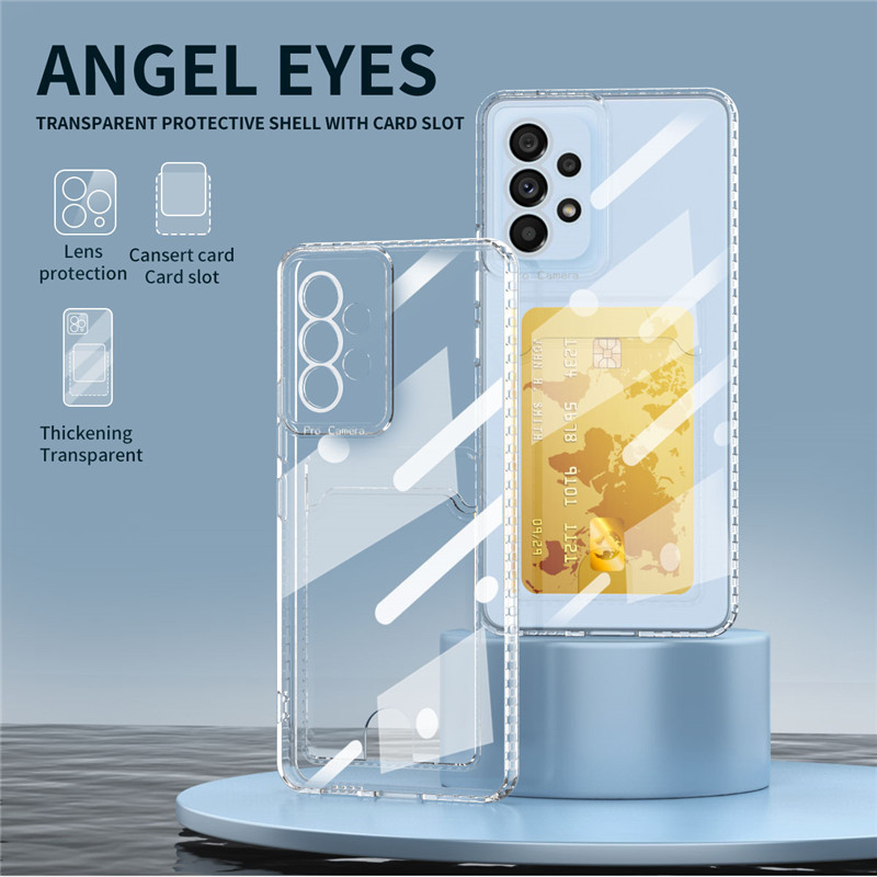 Transparent Card Bag Holder Clear Phone Case For Samsung Galaxy S21 S22 S23 Plus Note8 Note9 Note10 Note20 Ultra Soft TPU Shockproof Back Cover_voghion.com
