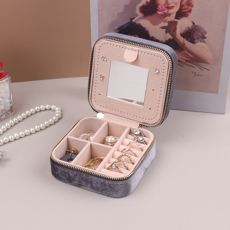 Portable Jewelry Organizer Box - Velvet-Lined Multi-Layer Storage Case For Earrings, Rings & Necklaces (10x10x5cm)_voghion.com