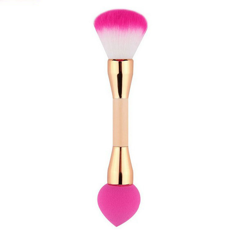 Pennello per trucco a doppia faccia Non in lattice Puff BB Cream Pennello per cipria in polvere Manico in bambù Strumenti per il trucco di bellezza_voghion.com