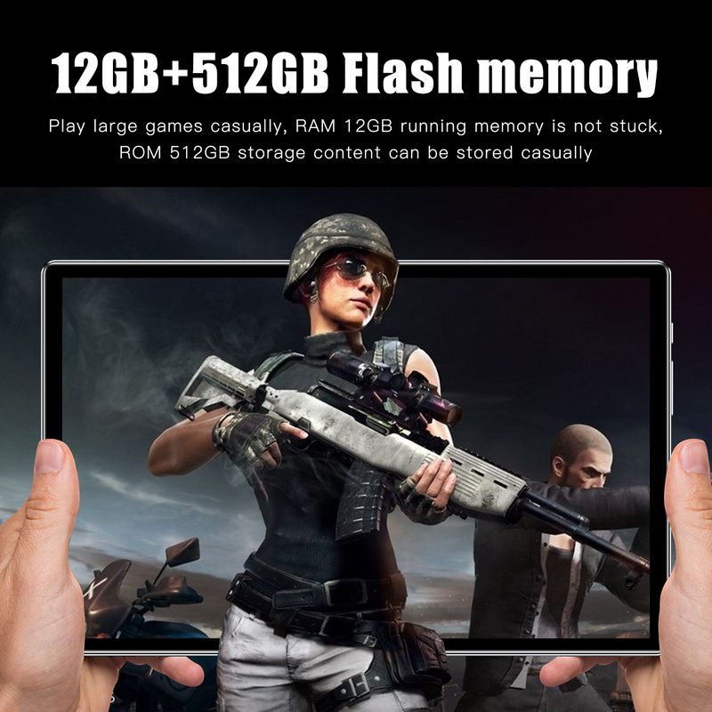 2024 Neues Tablet 12 GB + 512 GB 10,1 Zoll Android Smart WiFi Bluetooth GPS Büro Gaming Dual in einem_voghion.com
