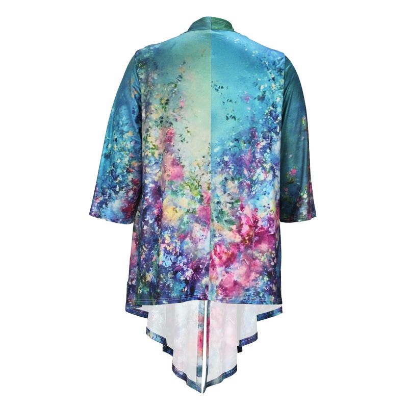 Women's large-size T-shirt shirt printed cardigan long-sleeved cape coat with irregular hem_voghion.com
