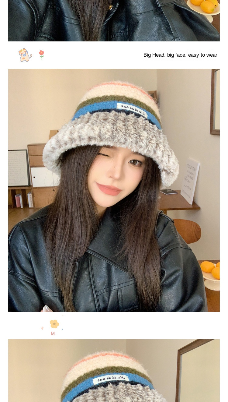 Autumn and winter light luxury fashion trend dopamine knitted wool hat female warm Japanese big head circumference basin hat_voghion.com