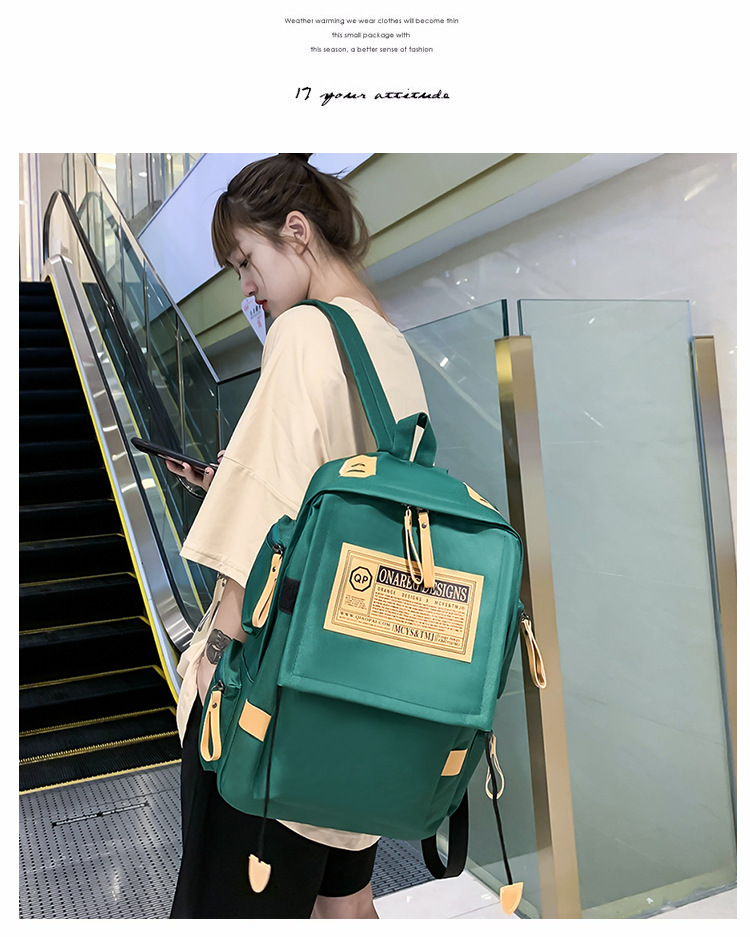 Canvas backpack large capacity travel computer men's backpack couple collegiate style female high school college student school bag_voghion.com