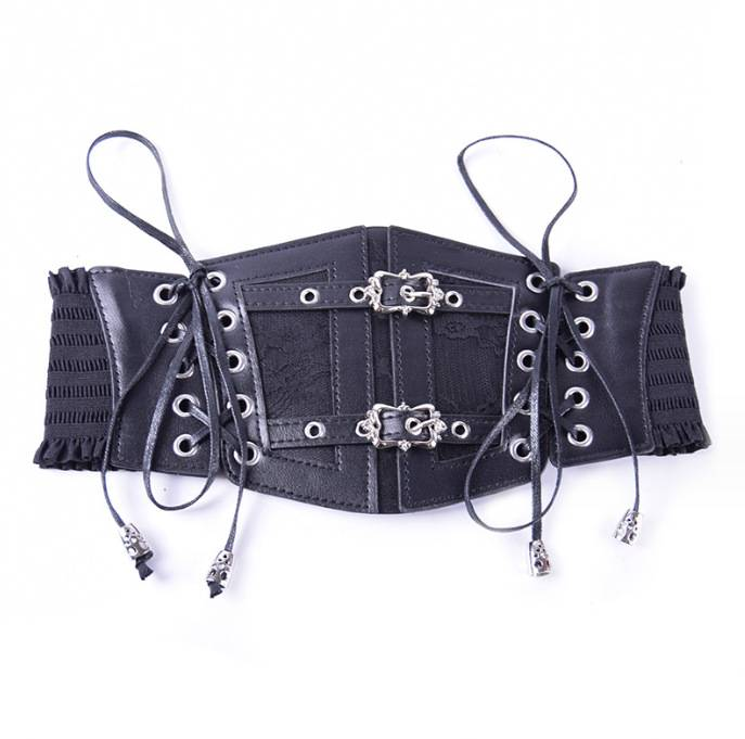 Heiß verkaufter Designer-Lederwickel mit Spitzenriemen und dekorativer, formender Retro-Metallschnalle für Damen, elastische Taille_voghion.com