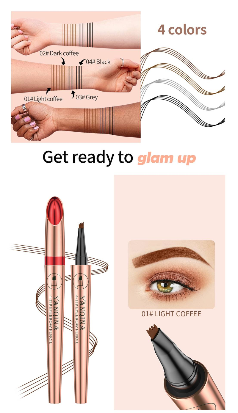 New makeup Yanqi Na four fork liquid eyebrow pencil Waterproof, sweat free and non-caking four claw eyebrow pencil_voghion.com