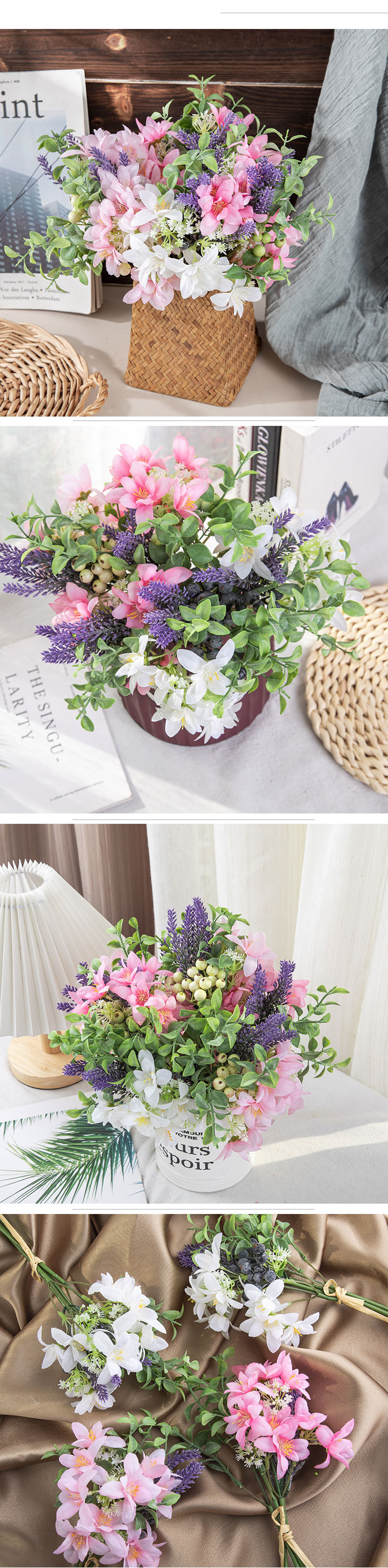 Fournitures de fête et de fête Simulation Fleur Petit chrysanthème sauvage Herbe Bouquet INS Fleur Plante verte Décorations de mariage_voghion.com