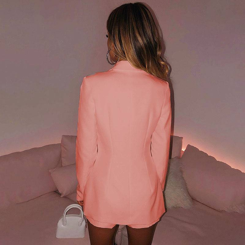 Blazer für Damen, Anzugmantel, Revers mit einem Knopf, tiefer V-Ausschnitt, einfarbig, formell, Business, OL, Pendler, Damenmantel, Jacke, Slim Fit, Blazer (ohne Shorts)_voghion.com
