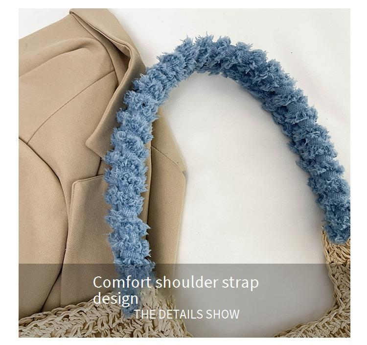 Γυναικεία τσάντα ώμου με ψάθα boho, μεγάλης χωρητικότητας, με φιόγκο, για καθημερινή χρήση σε διακοπές_voghion.com