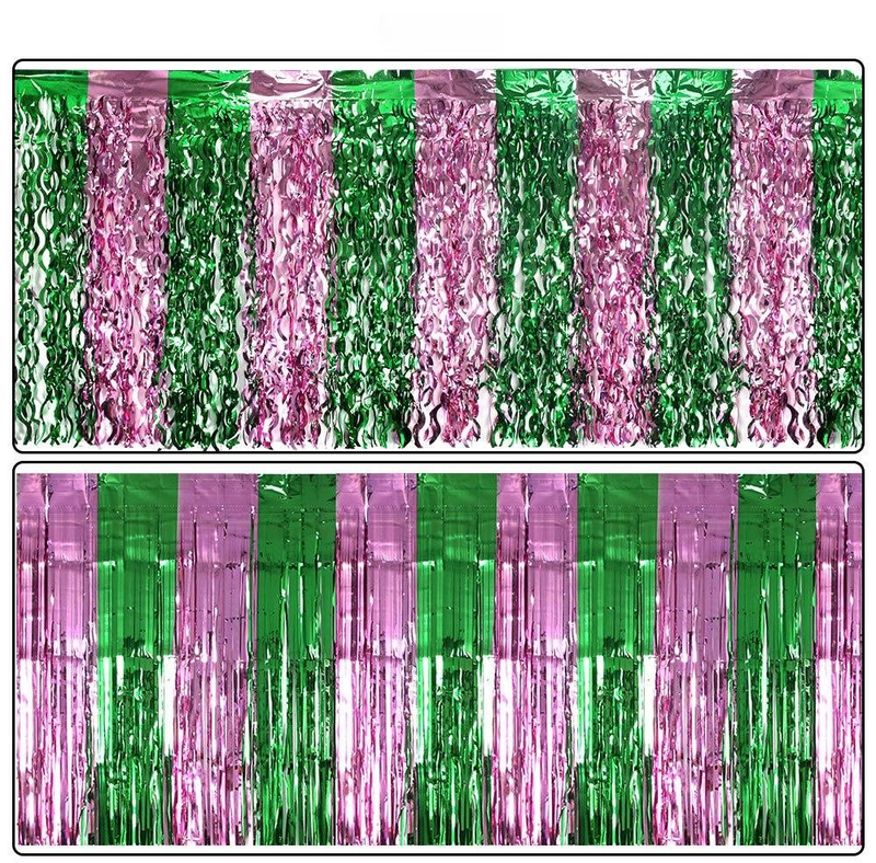 75*275cm Pink And Green Color Matching Rain Silk Curtain Table Skirt Magic Bad Witch Theme Party Decoration Pet Tassel Table Curtain_voghion.com