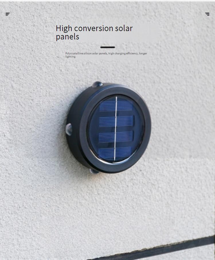 Luminárias de parede solares para áreas externas, luzes de jardim à prova d'água com 5 LEDs, luz branca/quente, iluminação decorativa para pátios, quintais, cercas e caminhos_voghion.com