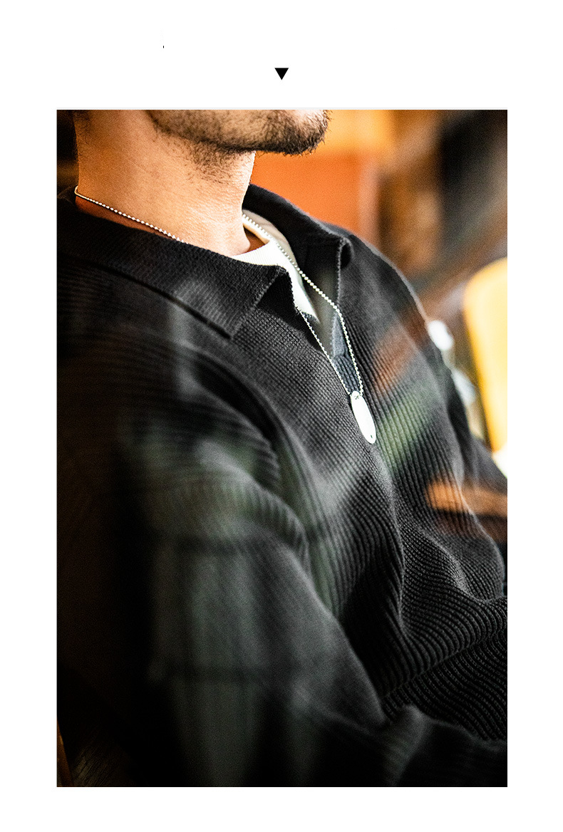 Polo da uomo in maglia vintage - Maglione con colletto a coste dalla vestibilità comoda per autunno e inverno_voghion.com