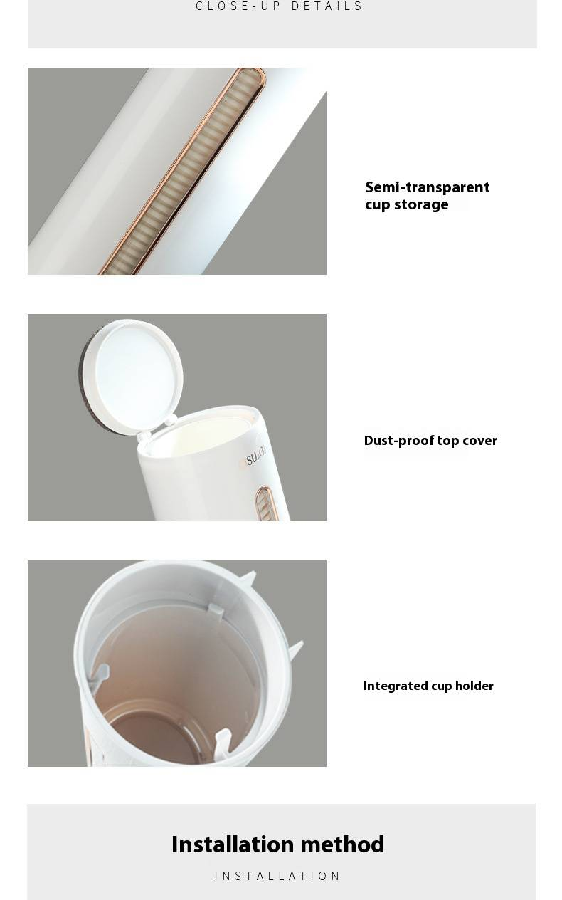 Wall-Mounted Paper Cup Dispenser – One-Touch Automatic Cup Holder For Offices & Cafés (Gold/Matte/Single/Dual Tubes, 6 Colors)_voghion.com
