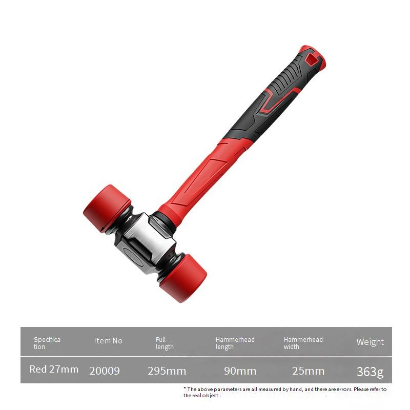 Professional Rubber Mallet Hammer For Flooring & Tile Installation - Durable PC Head With Non-Slip Plastic Handle (295mm, Green/Red, 27mm/36mm/43mm)_voghion.com