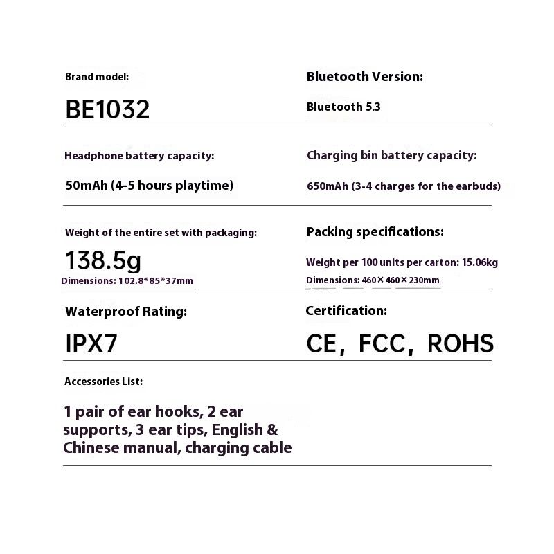 Draadloze Bluetooth-oordopjes, IPX7 waterdichte sportoordopjes met 8 uur speeltijd, veilig oorhaakontwerp, Bluetooth 5.1 voor hardlopen, fietsen in de sportschool_voghion.com