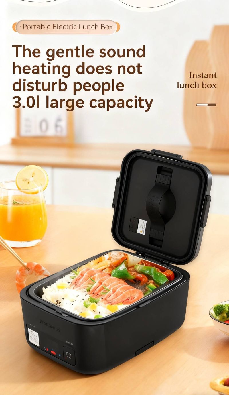 Boîte à lunch électrique portable - Fonction de chauffage et de cuisson à la vapeur, adaptée à un usage domestique et aux employés de bureau._voghion.com