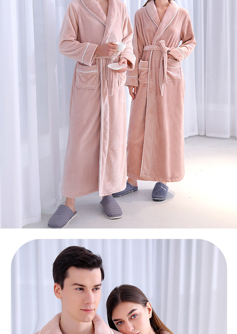 Unterwäsche & Nachtwäsche Herbst und Winter Extra langer und dicker Flanellmantel für Männer und Frauen, extra großer Bademantel aus Korallenvlies_voghion.com