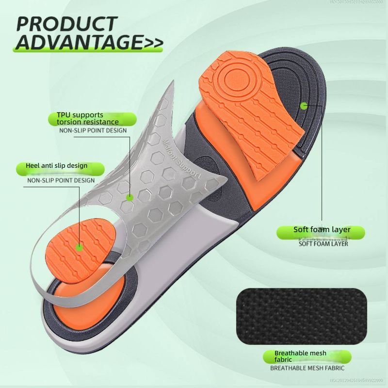 Einlegesohlen mit Fußgewölbestütze bei Plattfüßen und Überpronation – Gepolsterte orthopädische Schuheinlagen für Damen und Herren (Grau/Schwarz, Größen 35–46, Ganzjahresmodell)_voghion.com